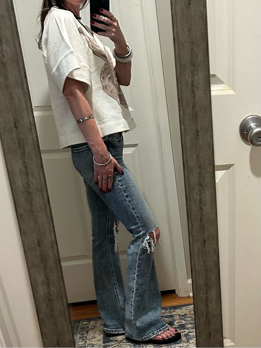 ❌SOLD❌NWT Free People Dahlia Short Sleeve Pullover in Tofu Combo - Picture 12 of 16